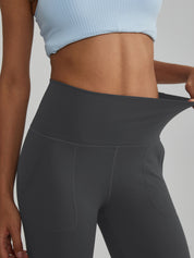 Widened High-Waisted Flared Yoga Pants Double Sided Front Pocket