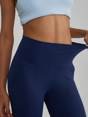 Widened High-Waisted Flared Yoga Pants Double Sided Front Pocket