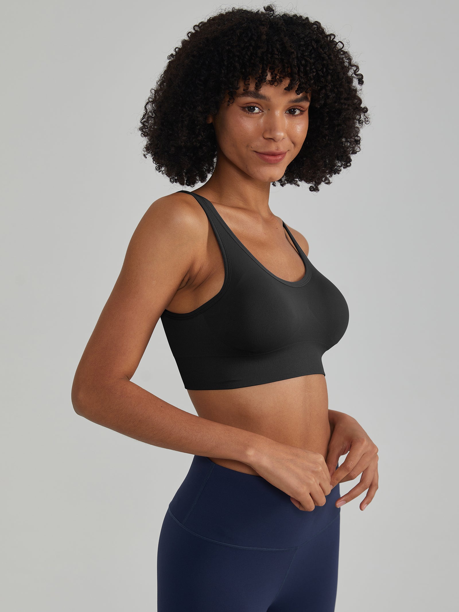 Classic Adjustable Sports Bra with Four-Row Hook Closure