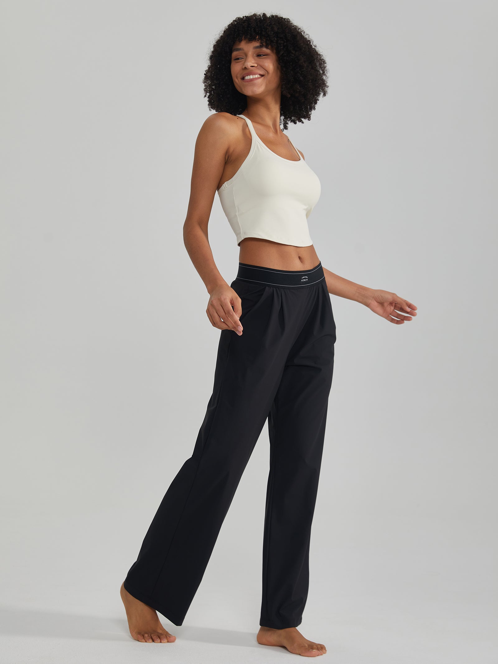 Yoga Wide-Leg Pants Mid-Rise With Front Slant Pockets