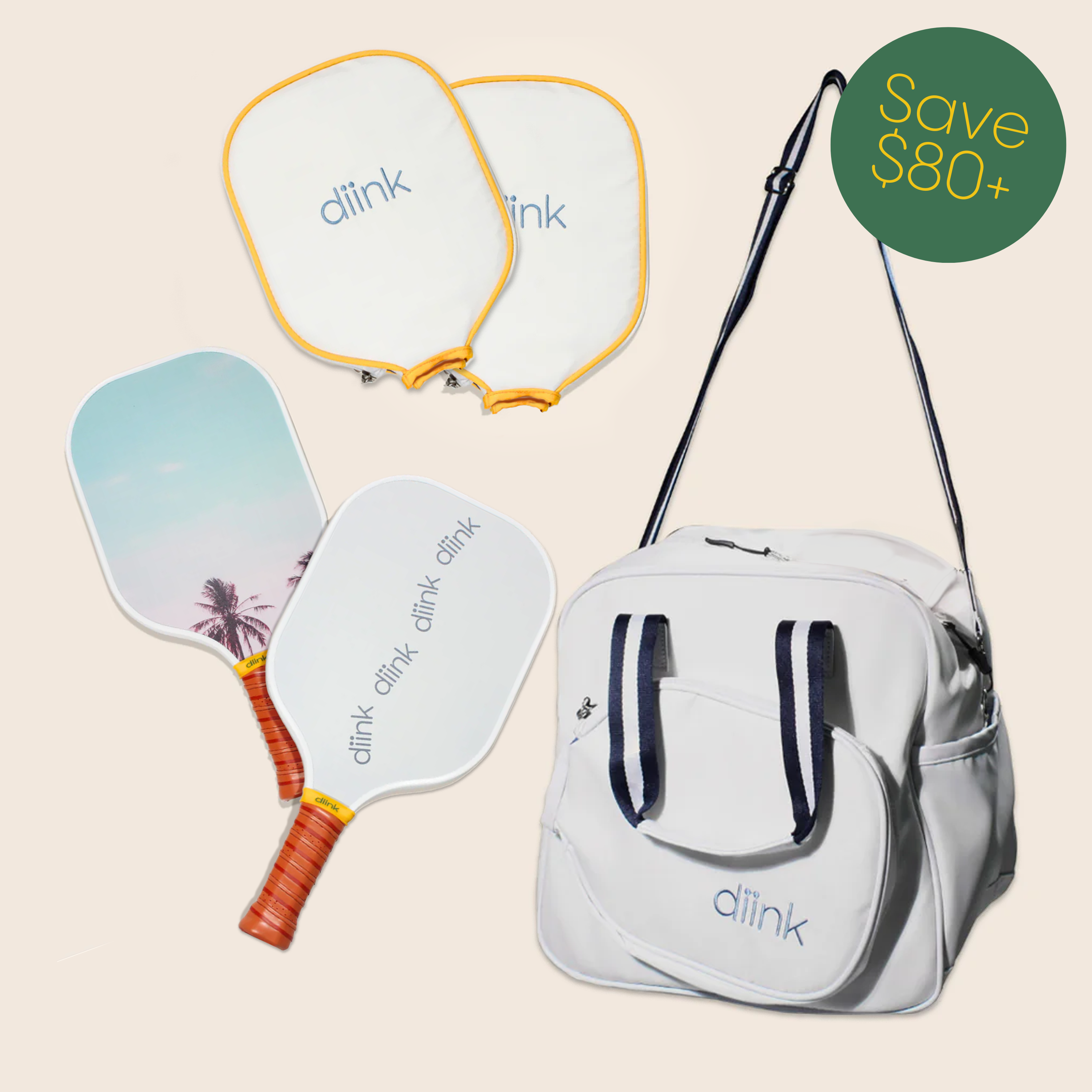 Pickleball Pair - 2 paddles, Carrying Bag, Padded Sleeve (Vacation)