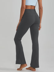 Widened High-Waisted Flared Yoga Pants Double Sided Front Pocket