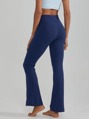 Widened High-Waisted Flared Yoga Pants Double Sided Front Pocket