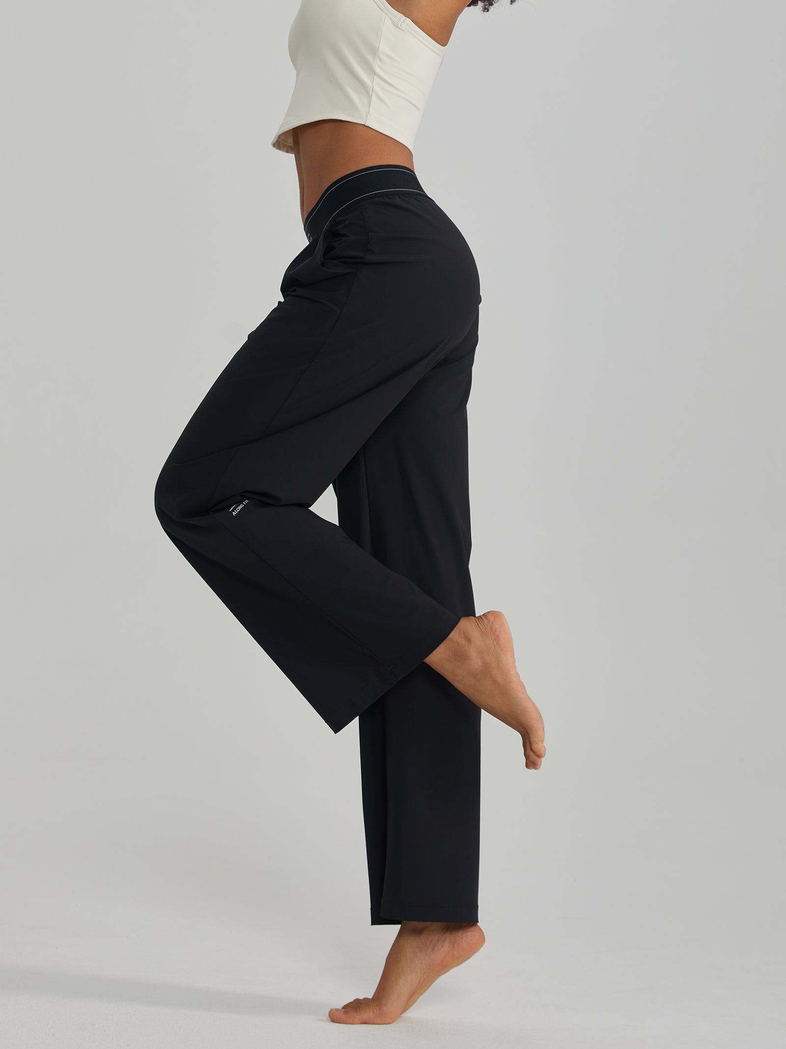 Yoga Wide-Leg Pants Mid-Rise With Front Slant Pockets