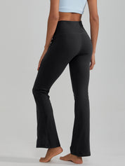 Widened High-Waisted Flared Yoga Pants Double Sided Front Pocket