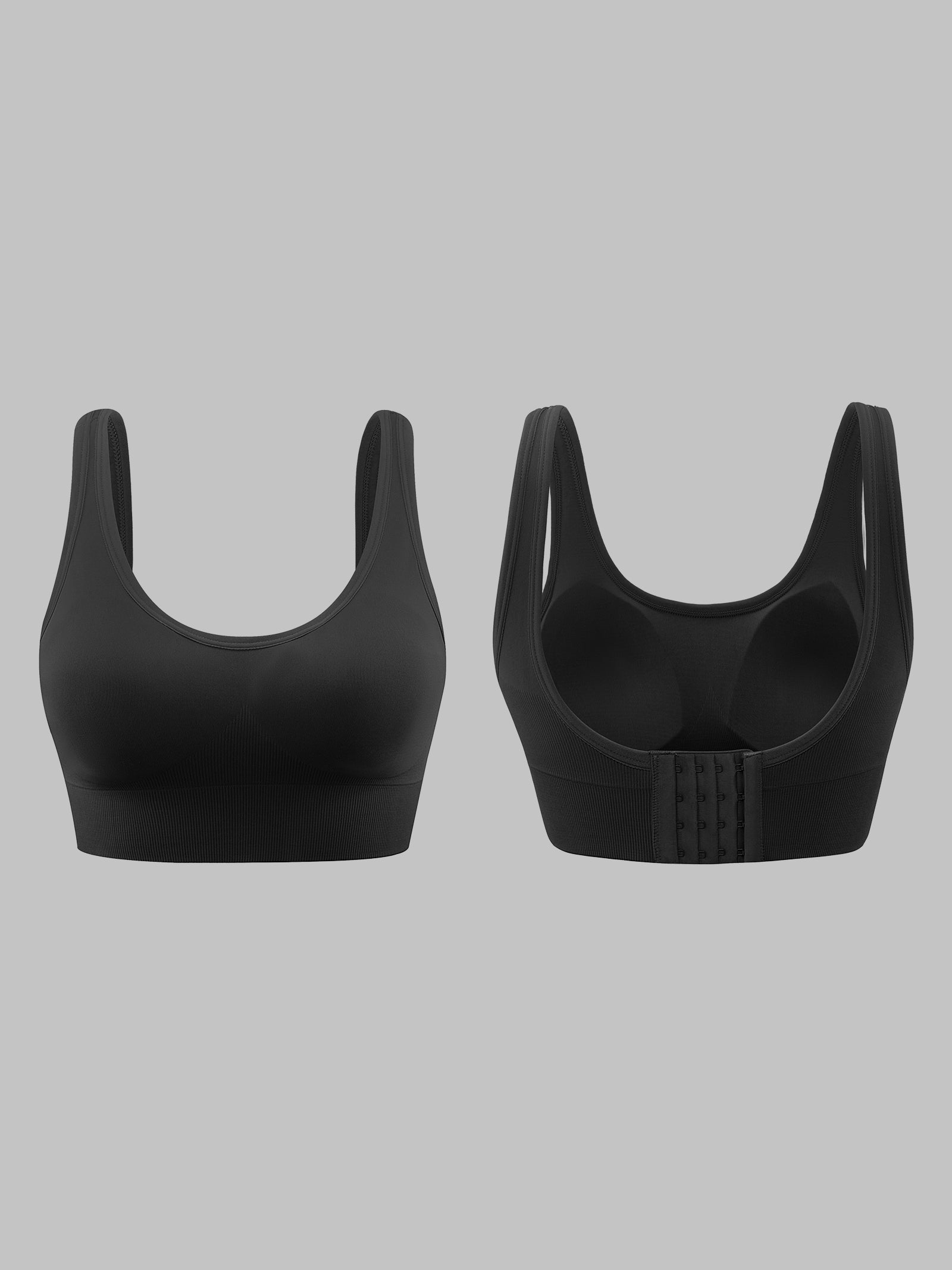 Classic Adjustable Sports Bra with Four-Row Hook Closure