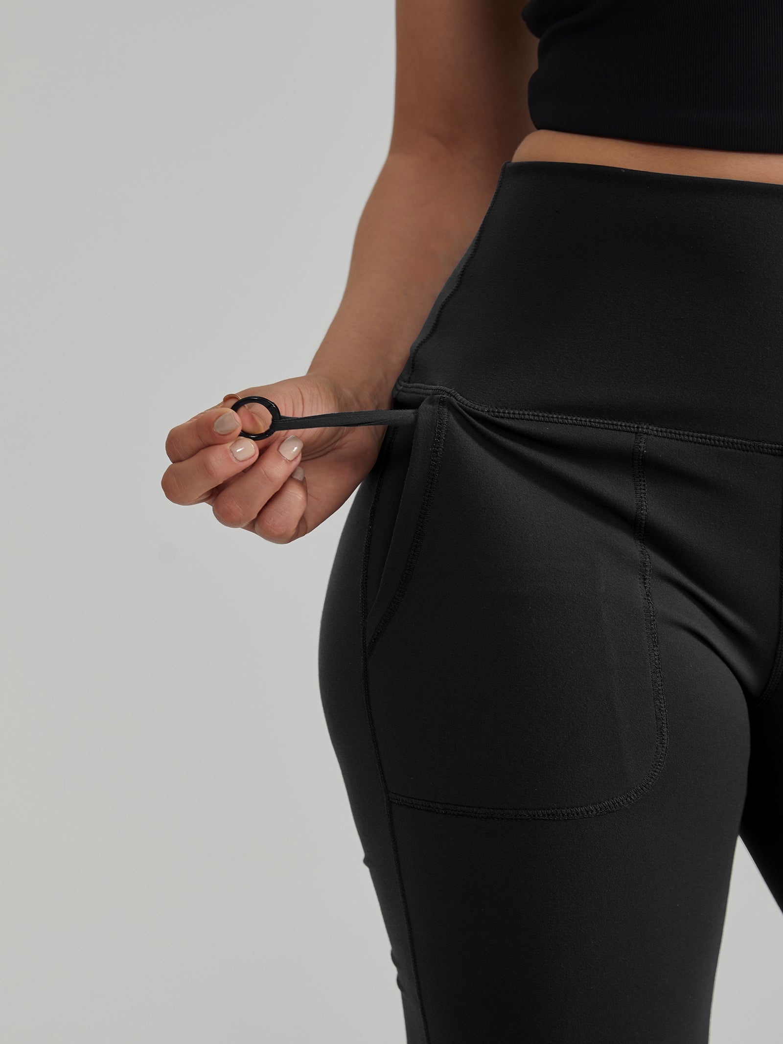 Widened High-Waisted Flared Yoga Pants Double Sided Front Pocket