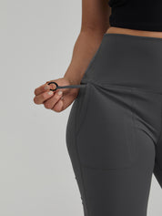 Widened High-Waisted Flared Yoga Pants Double Sided Front Pocket