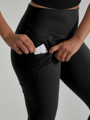 Widened High-Waisted Flared Yoga Pants Double Sided Front Pocket