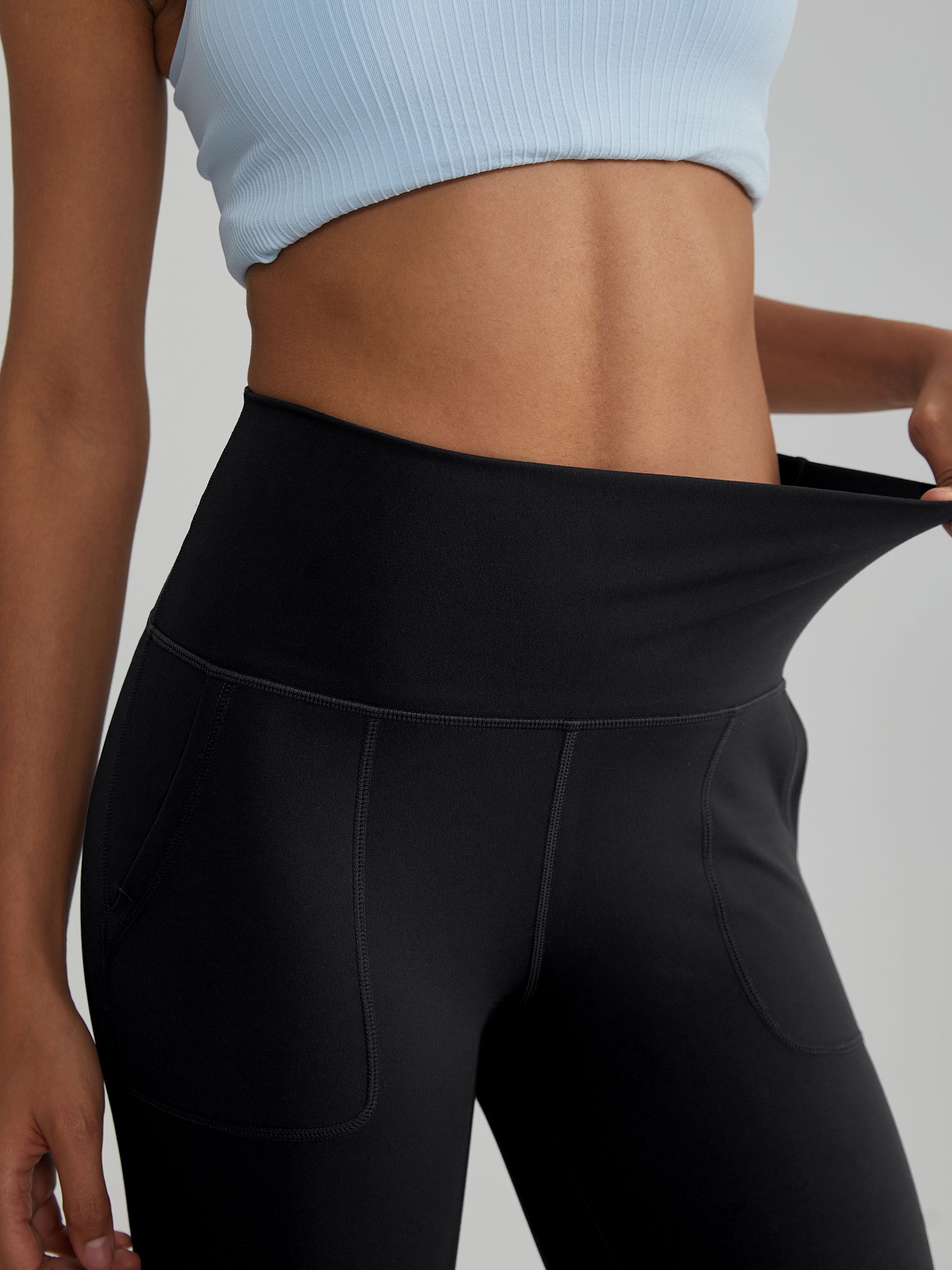 Widened High-Waisted Flared Yoga Pants Double Sided Front Pocket