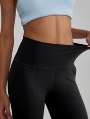 Widened High-Waisted Flared Yoga Pants Double Sided Front Pocket