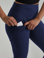 Widened High-Waisted Flared Yoga Pants Double Sided Front Pocket